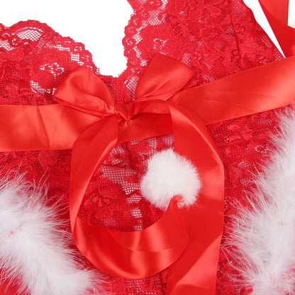 Christmas Halter Neck Teddy Lingerie (Up to 4XL)