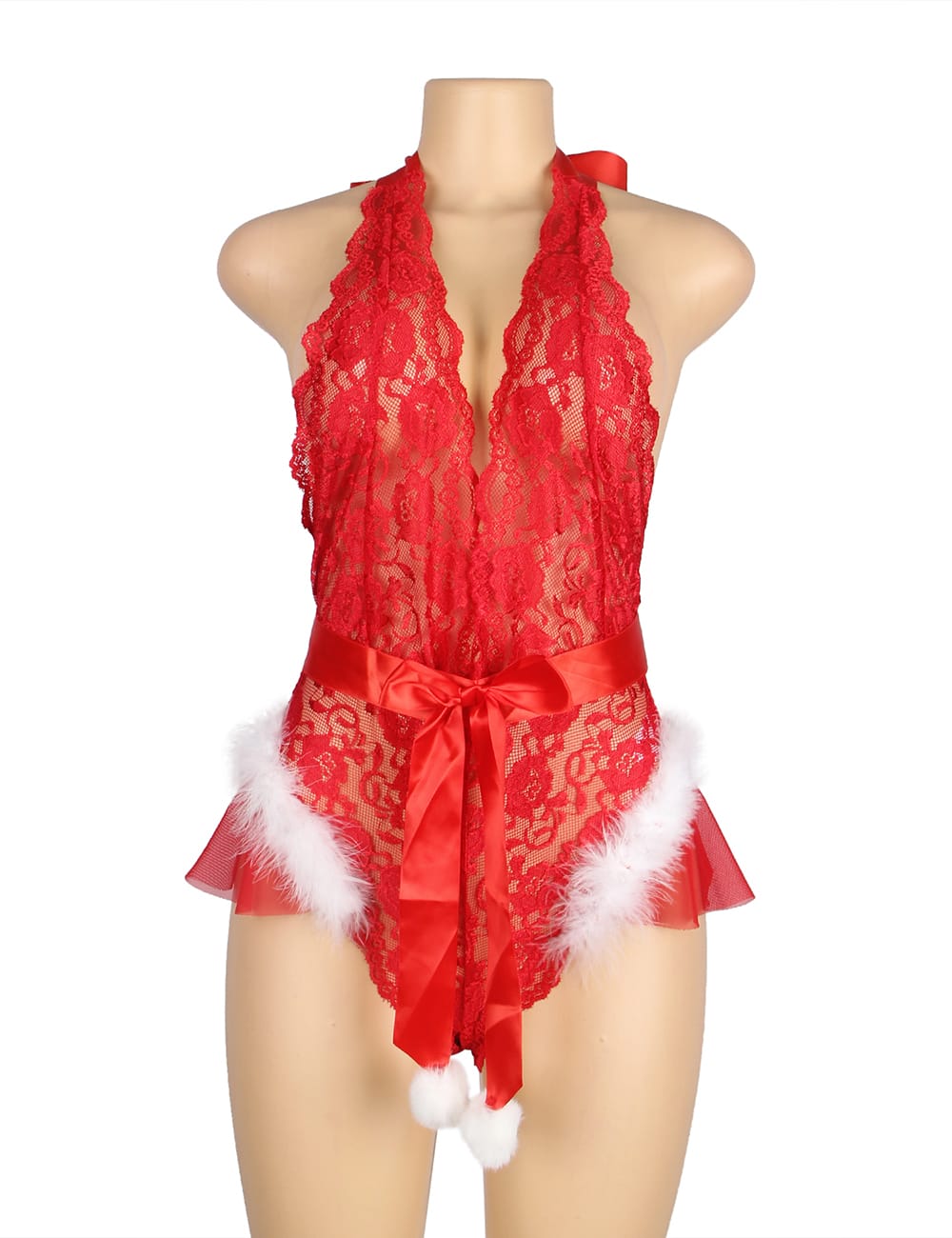 Christmas Halter Neck Teddy Lingerie (Up to 4XL)