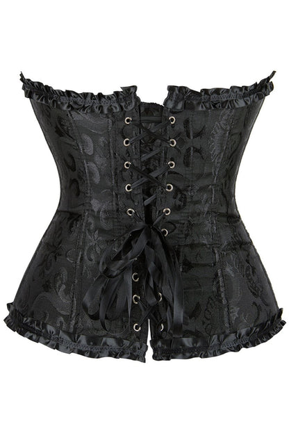 Elegant Brocade Corset (Black, Up to 5XL)
