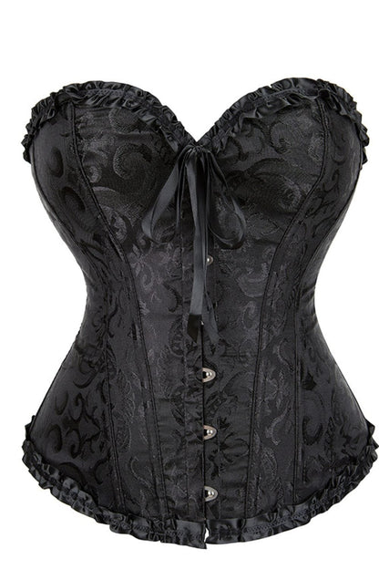 Elegant Brocade Corset (Black, Up to 5XL)