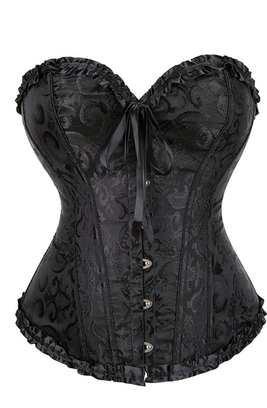 Elegant Brocade Corset (Black, Up to 5XL)