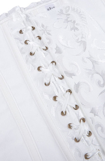 Elegant White Brocade Corset (Up to 2XL)