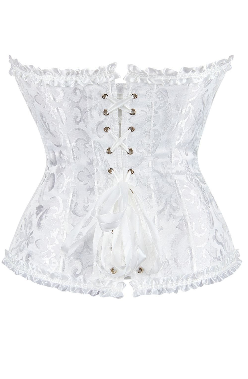 Elegant White Brocade Corset (Up to 2XL)