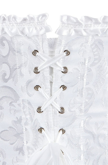 Elegant White Brocade Corset (Up to 2XL)