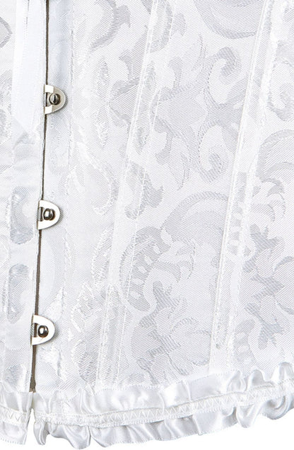 Elegant White Brocade Corset (Up to 2XL)