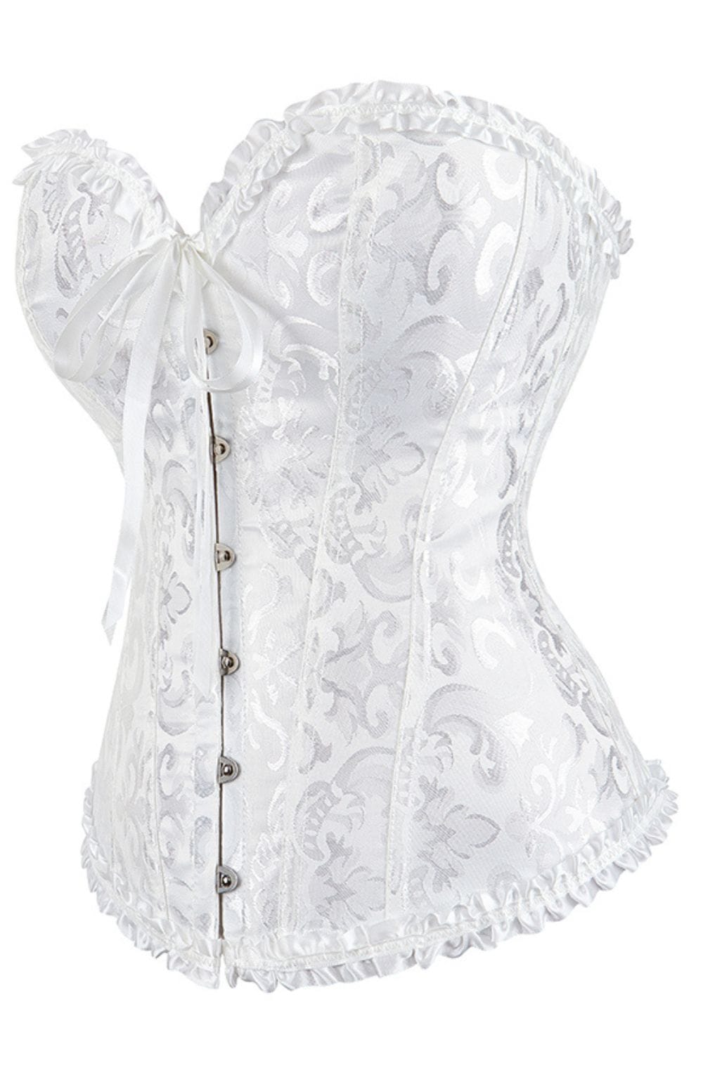 Elegant White Brocade Corset (Up to 2XL)