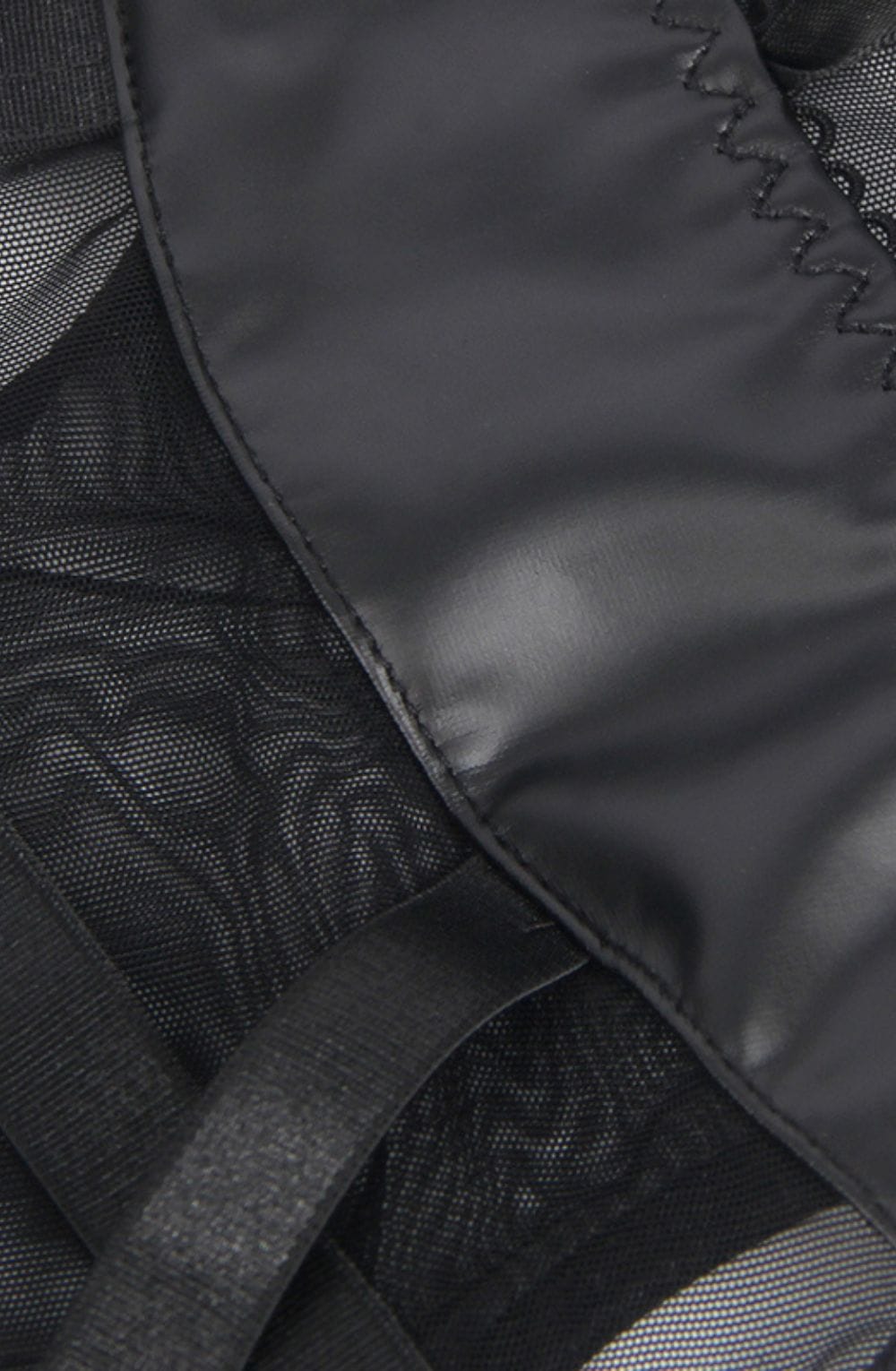Mesh and Faux Leather Top (Black)