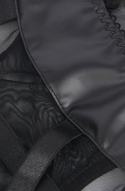 Mesh and Faux Leather Top (Black)