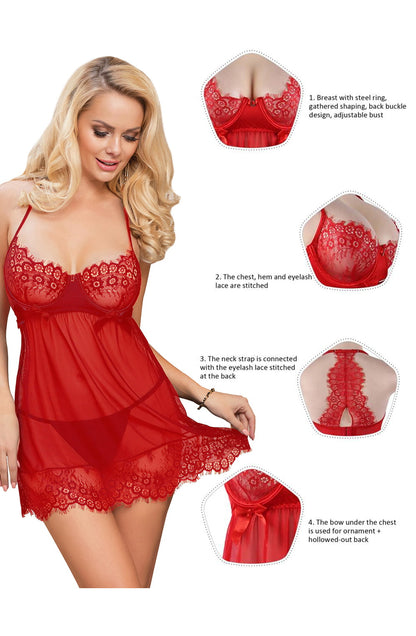 Elegant Babydoll Set (Red)