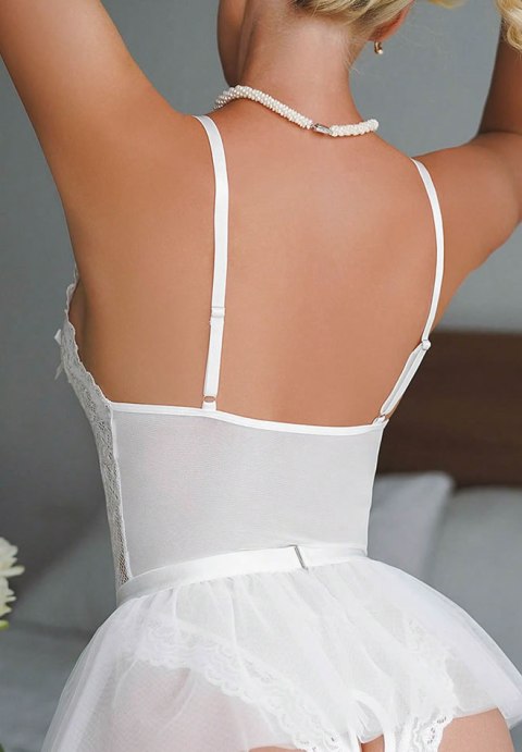 White Floral Lace Bodysuit with Tulle Skirt