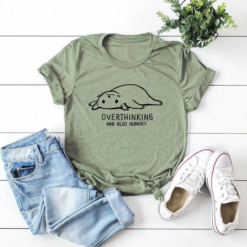 Overthinking Cotton Graphic Tee A4037F military green