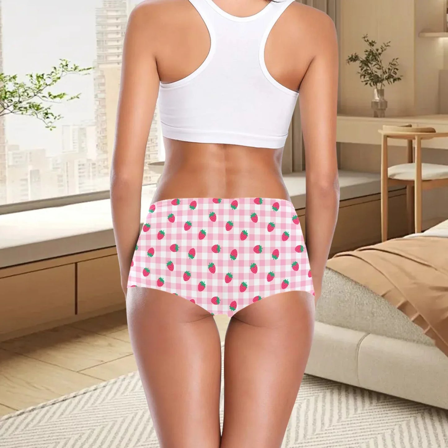 Strawberry Plaid Boyshort Panties - Puppy's Aesthetics