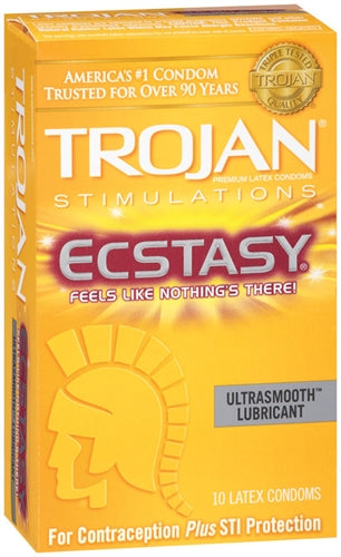 Trojan Stimulations Ultra Ribbed Ecstasy Ultrasmooth - 10 Pack