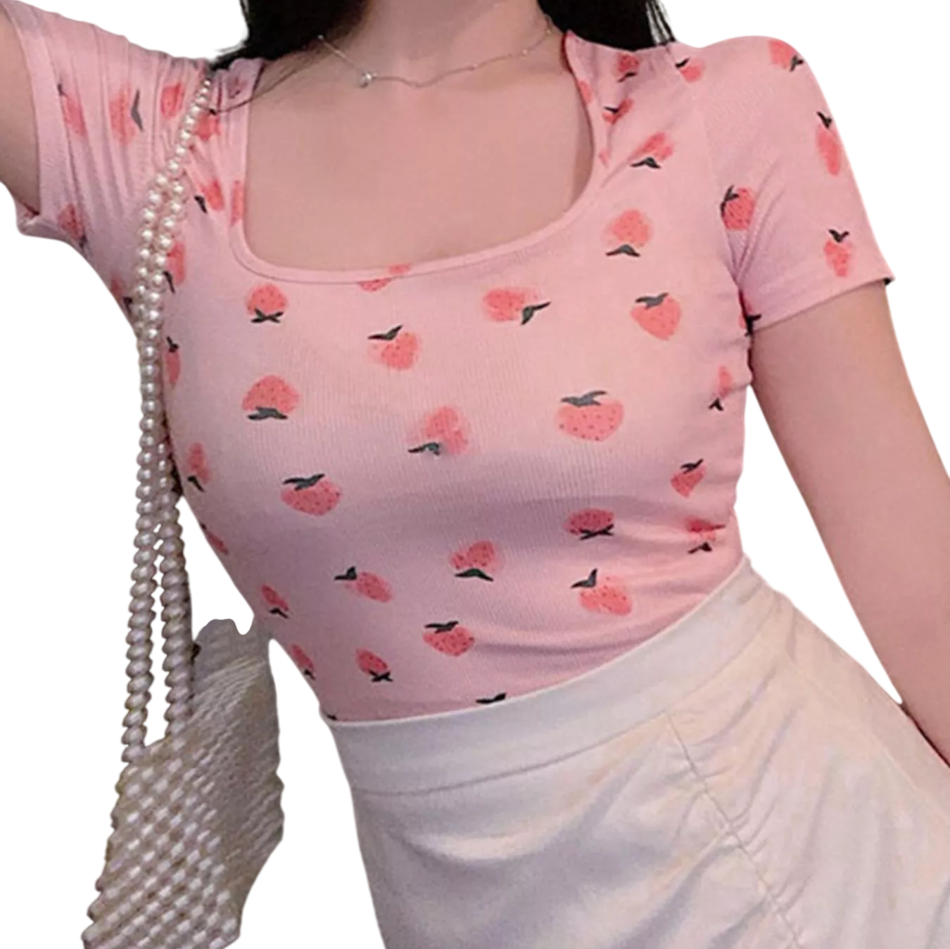 Strawberry Glow Square Neck Tee