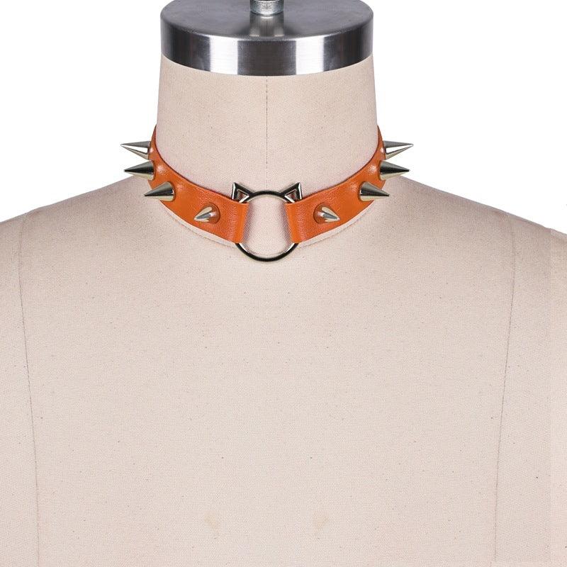 Spiky Kitty Ring Leather Collar (Colors) - Puppy's Aesthetics