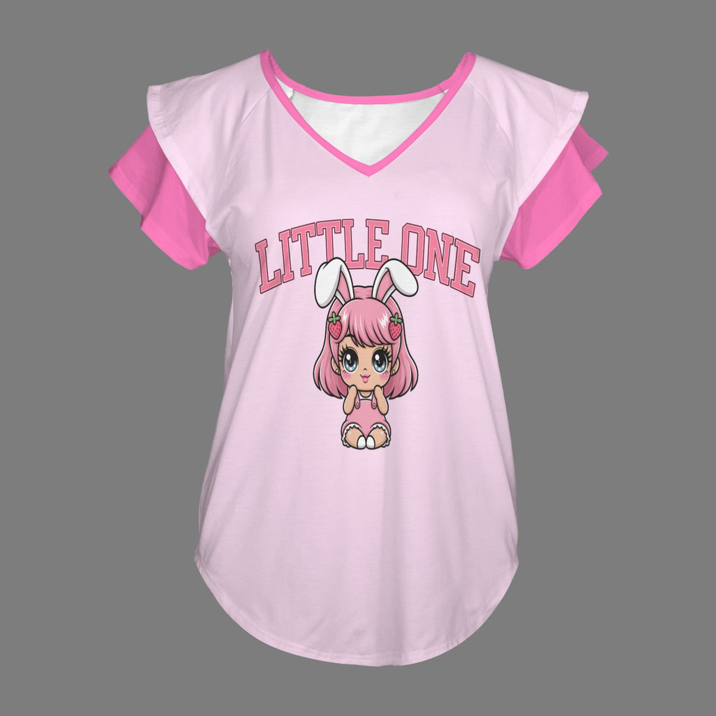 Little One Strawbaby Ruffle V-Neck Play Tee