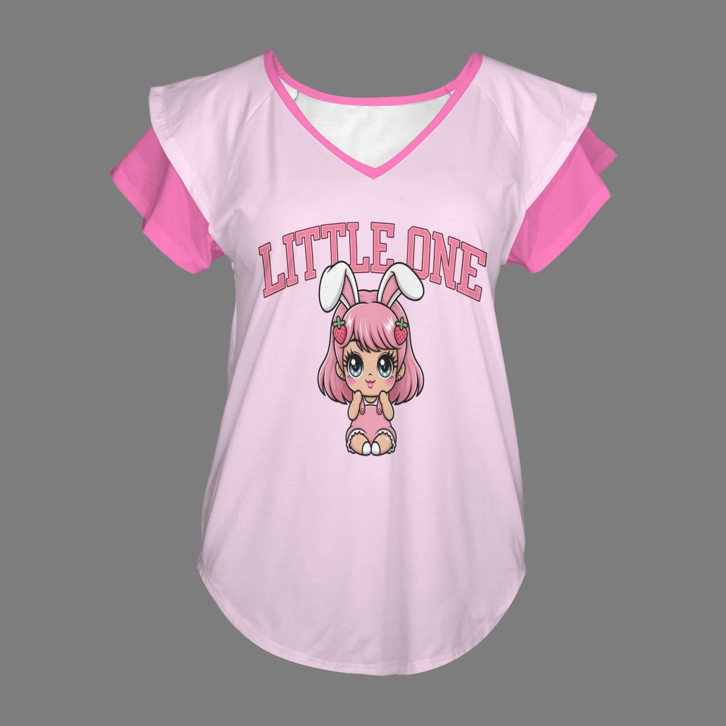 Little One Strawbaby Ruffle V-Neck Play Tee