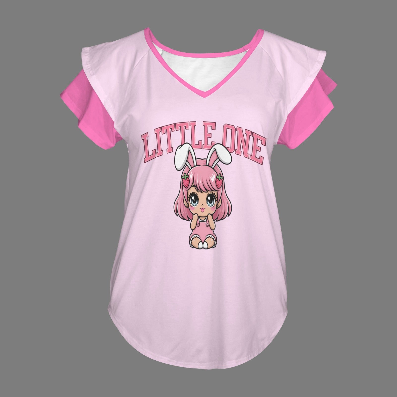 Little One Strawbaby Ruffle V-Neck Play Tee