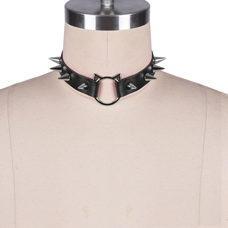 Spiky Kitty Ring Leather Collar (Colors) - Puppy's Aesthetics