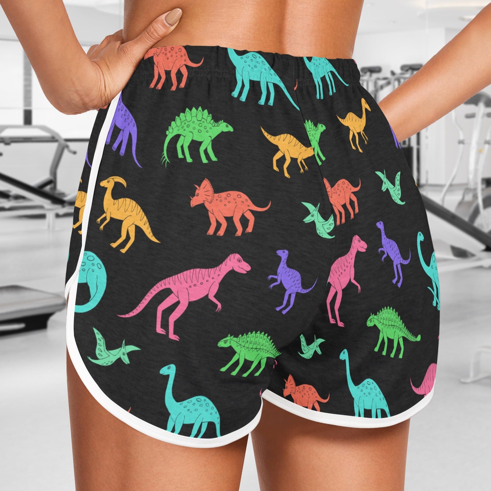 Women's Cartoon Contrast Binding Drawstring Waist Track Shorts