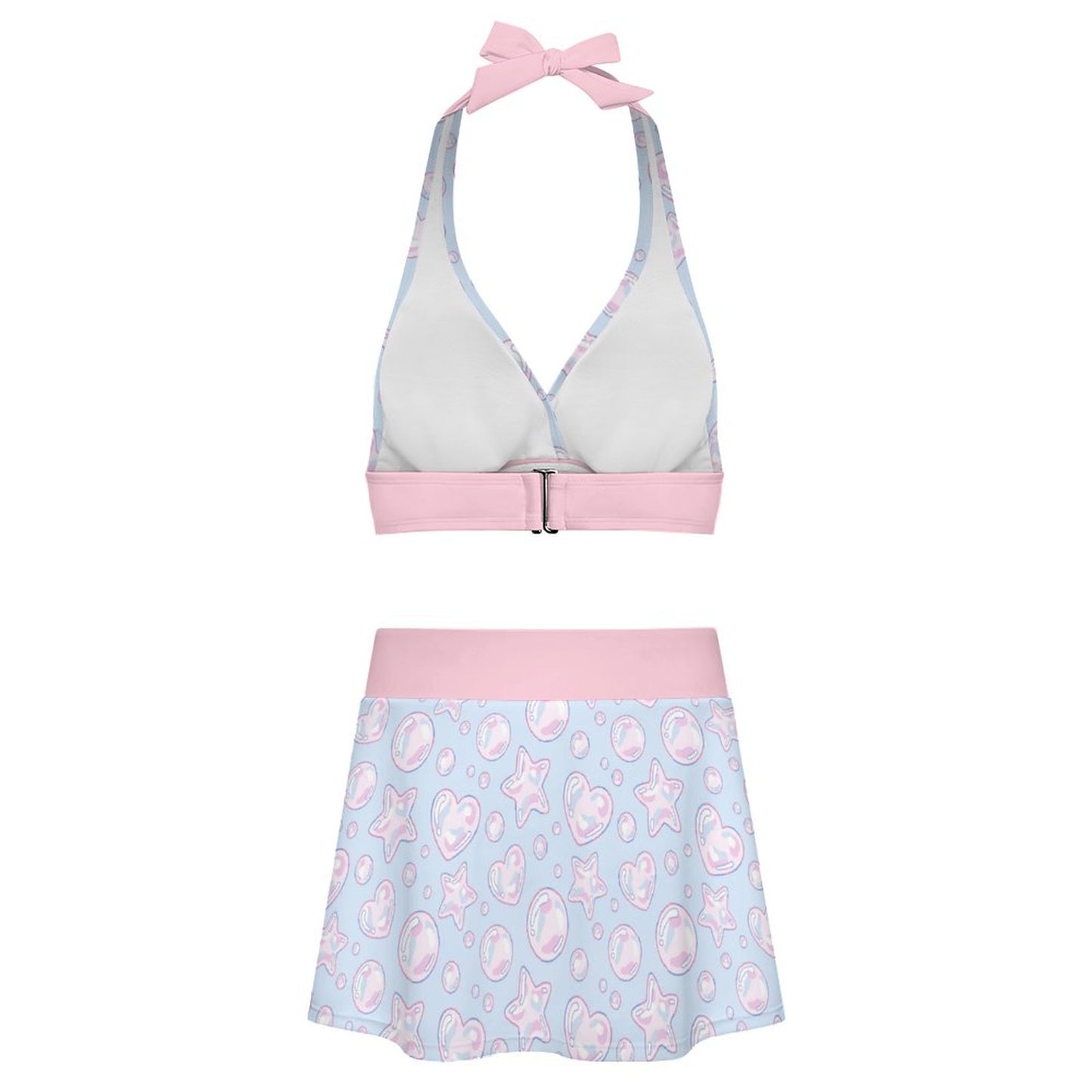 Kawaii Bubbles Halter Skirt Swimsuit Set