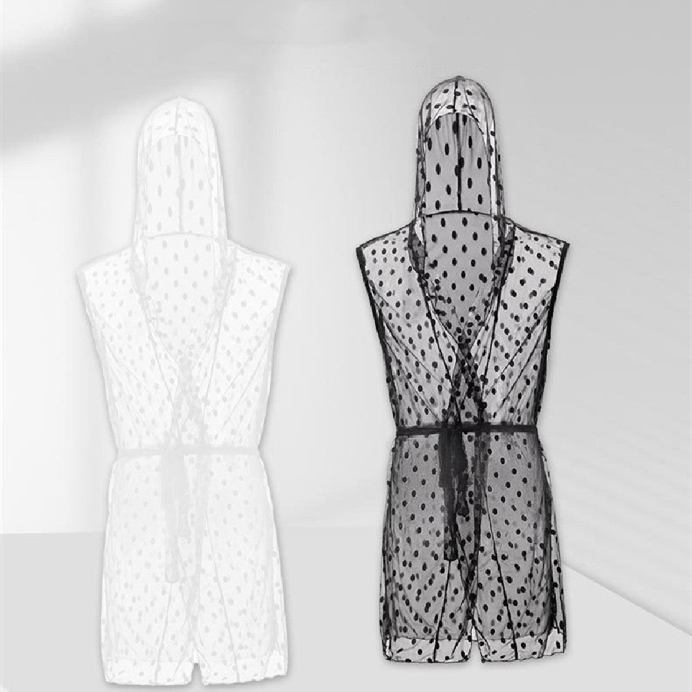 Midnight Whispers Men’s Lace Mesh Bathrobe