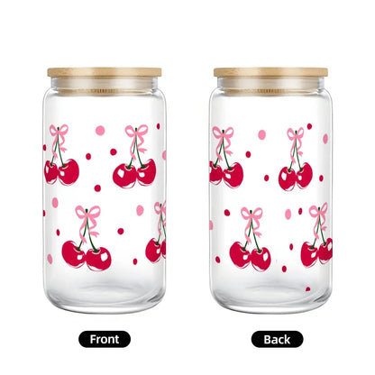 Pretty In Cherries Glass Sipper - Puppy's Aesthetics