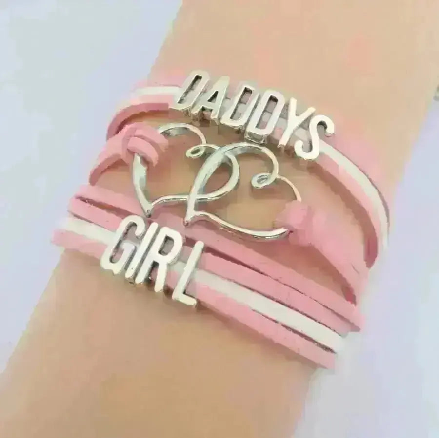 'Daddy's Girl' Pink Heart Bracelet Puppy's Aesthetics