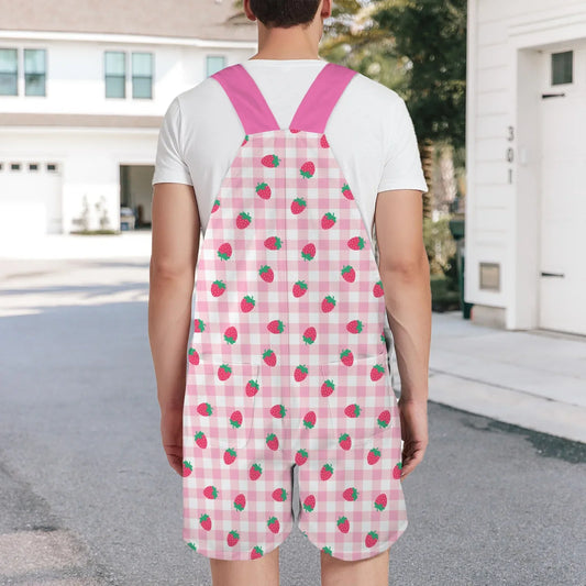 Strawberry Plaid Unisex Huggeralls - Puppy's Aesthetics