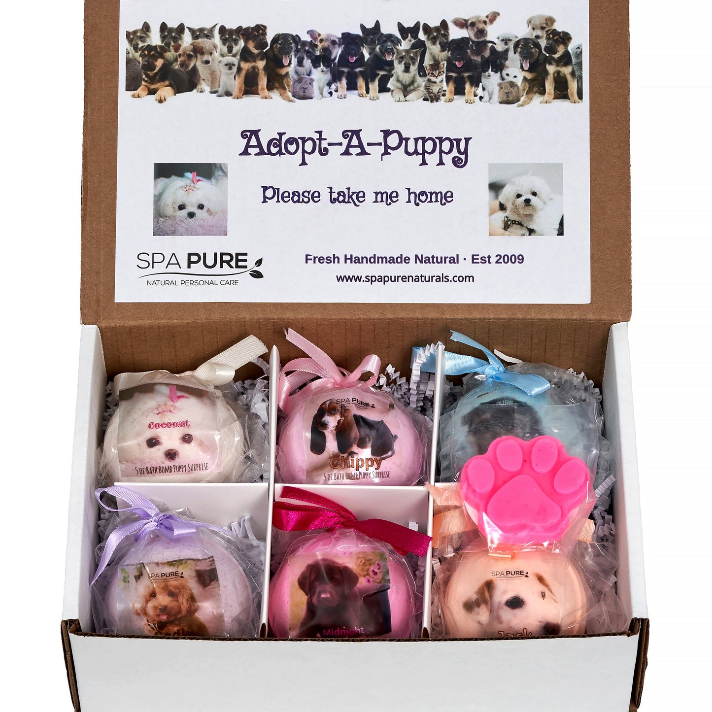 Adopt-a-Puppy Surprise Bath Bomb Gift Set (6 Pack)