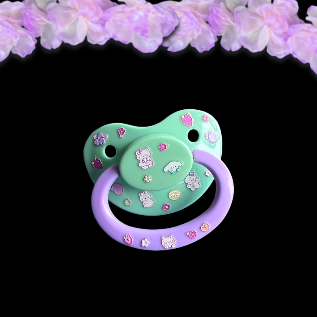 Glow In The Dark Adult Pacifier - Fruits & Kittens