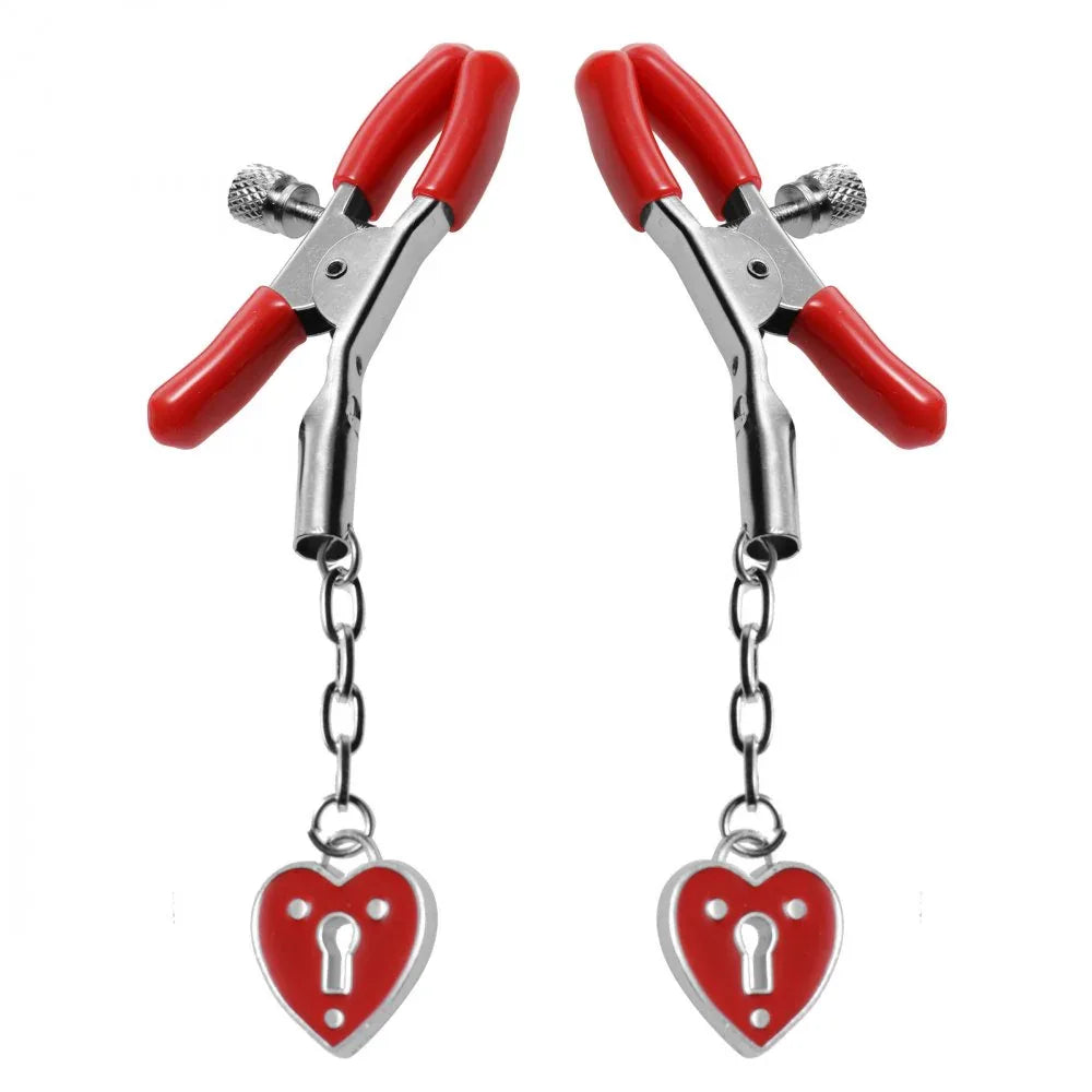 Captive Heart Padlock Nipple Clamps - Puppy's Aesthetics