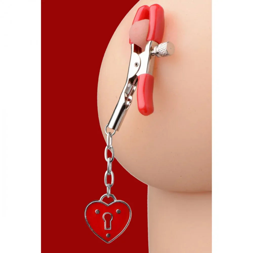 Captive Heart Padlock Nipple Clamps - Puppy's Aesthetics