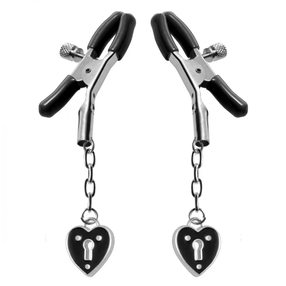 Captive Heart Padlock Nipple Clamps - Puppy's Aesthetics