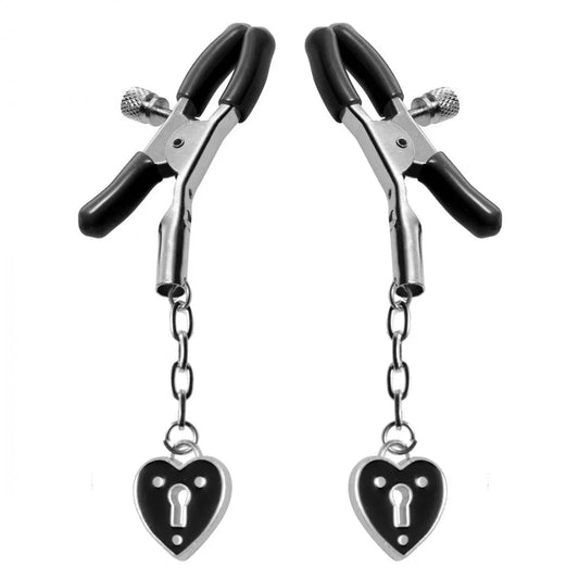 Captive Heart Padlock Nipple Clamps - Puppy's Aesthetics