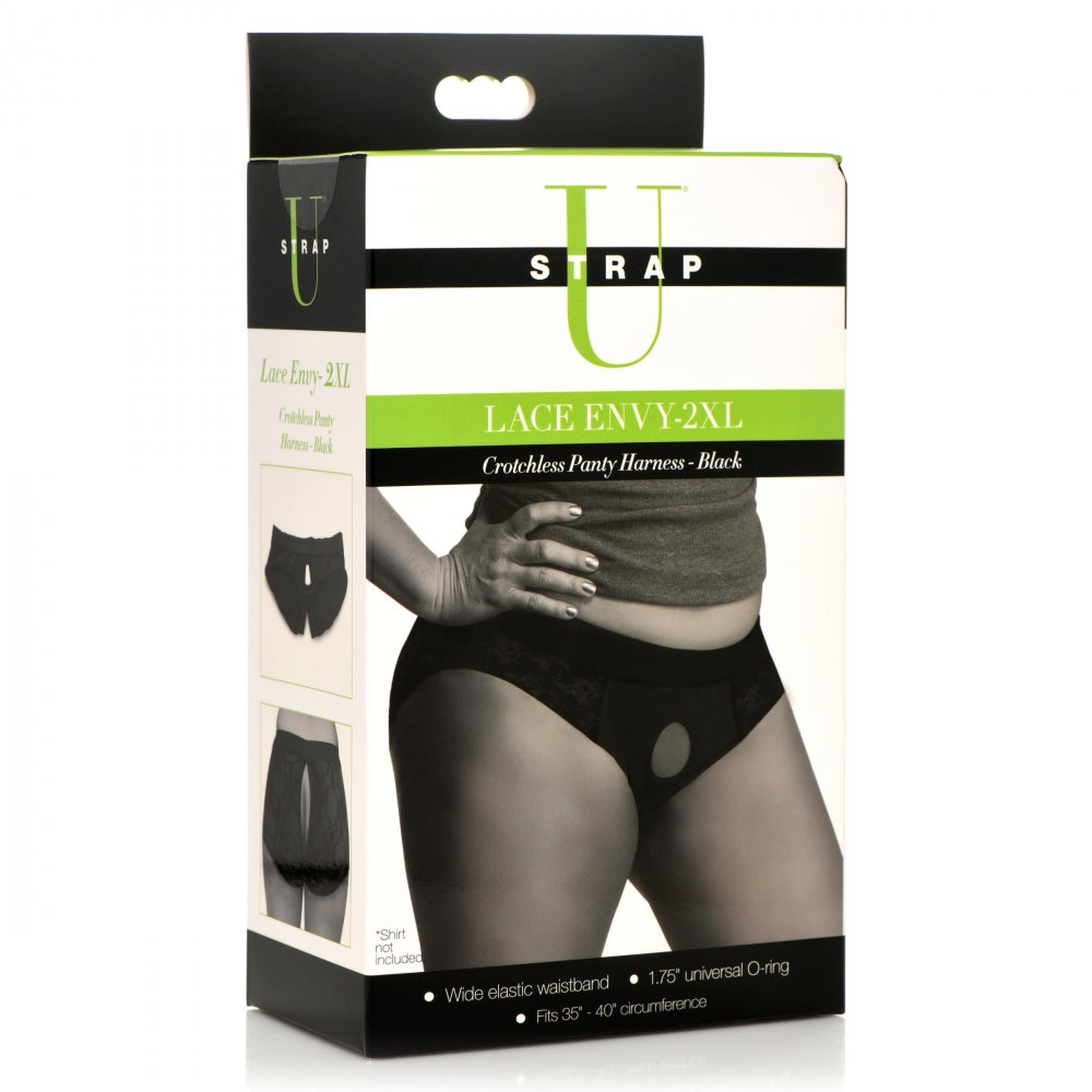 2XL 3XL Black Crotchless Panty Harness
