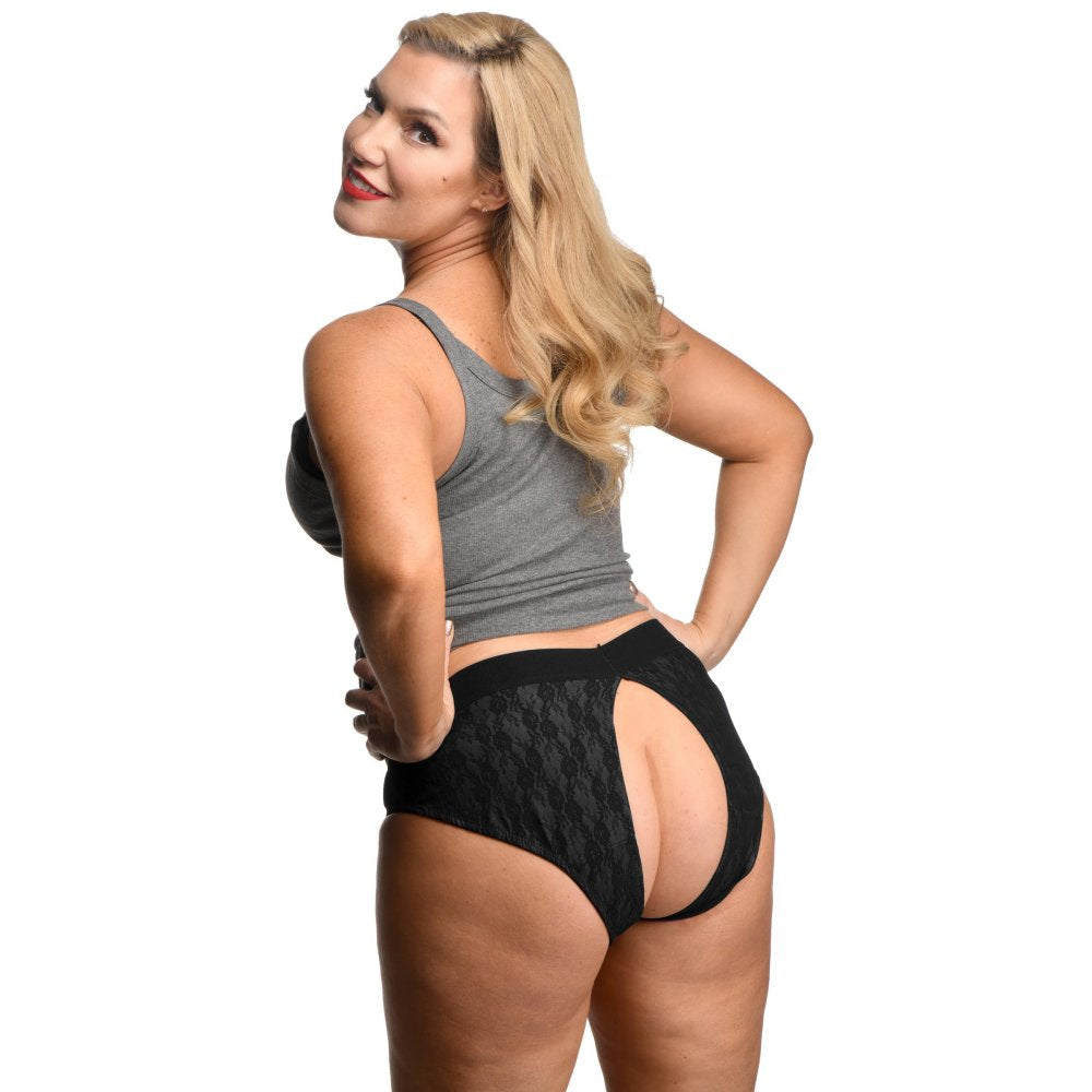 2XL 3XL Black Crotchless Panty Harness