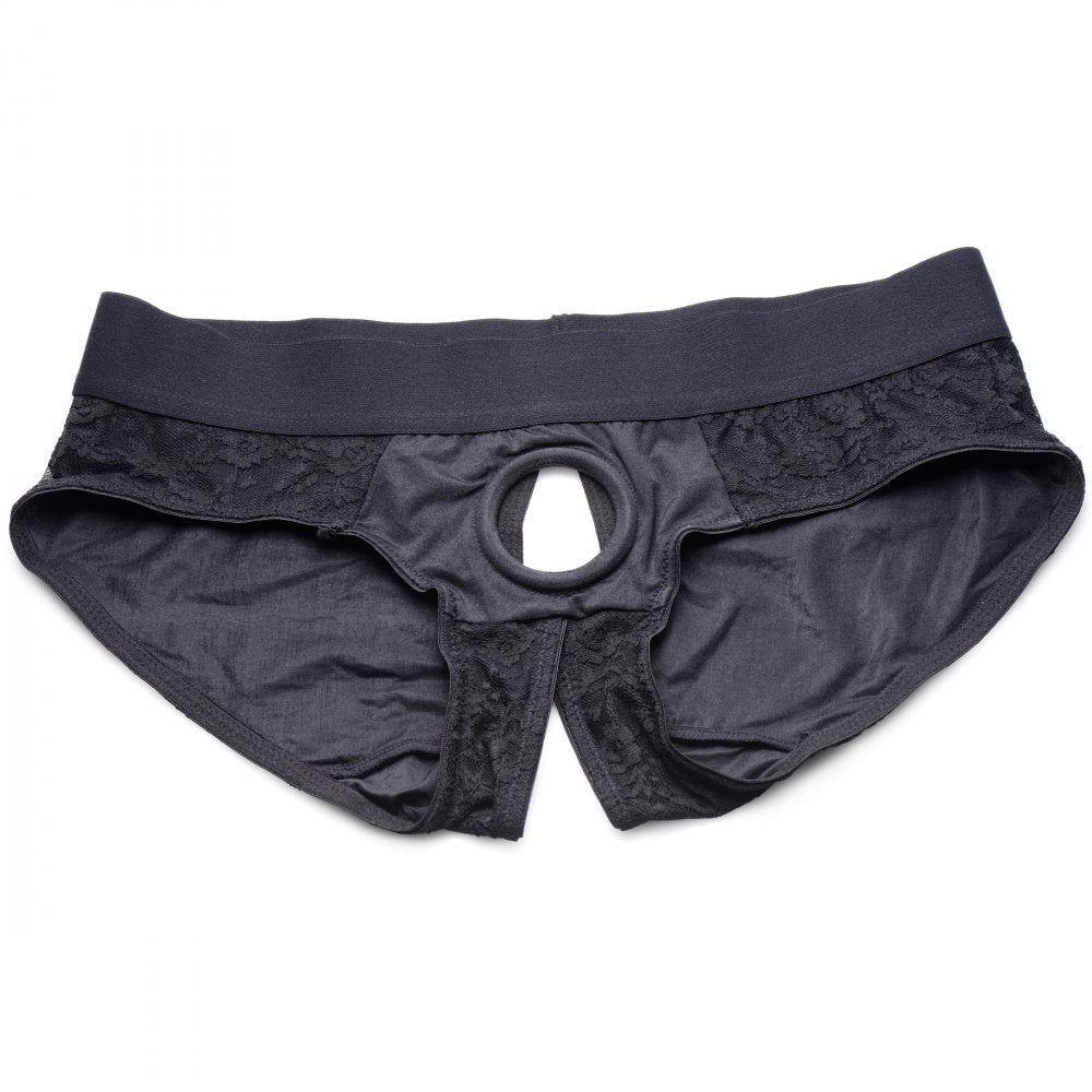 2XL 3XL Black Crotchless Panty Harness