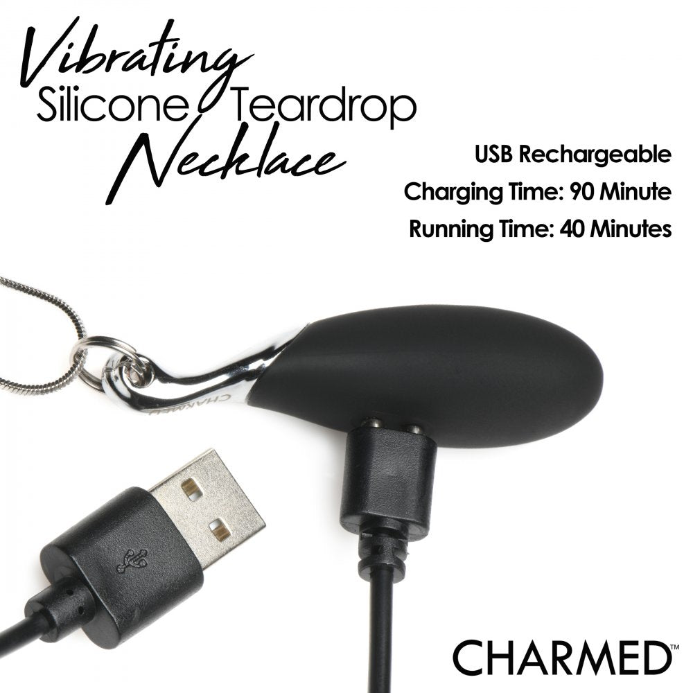 Charmed 10X Vibrating Silicone Teardrop Necklace