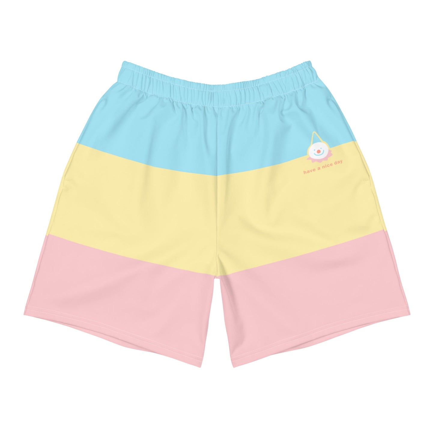Pastel Stripe Clowncore Have a Nice Day Men's Sized Recycled Athletic Shorts 2XS - 6XL