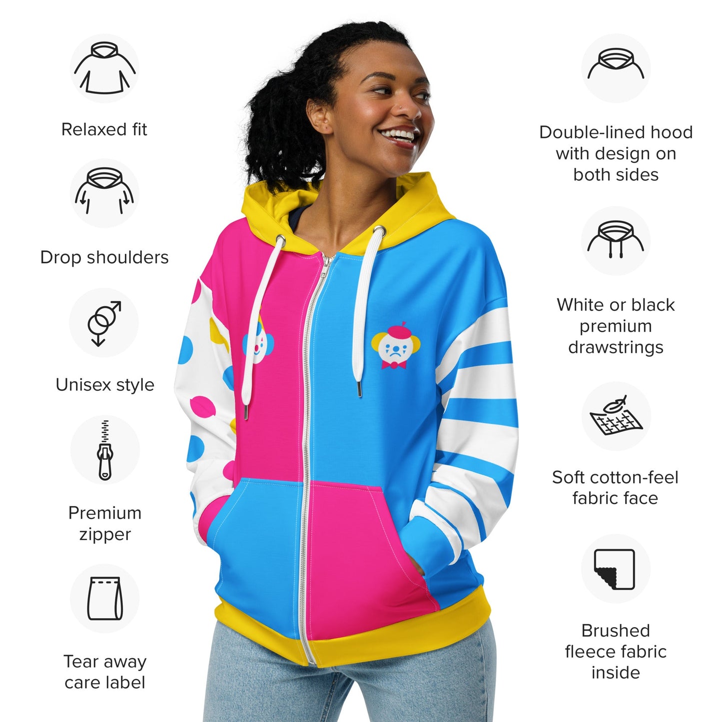 Pan Pride Clown vs Mime Unisex Zip Hoodie