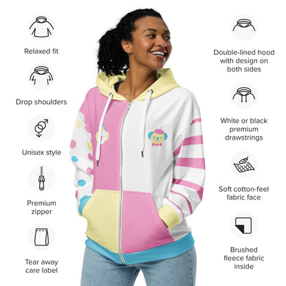 Pastel Clown vs Mime Candy Colors Unisex Zip Hoodie