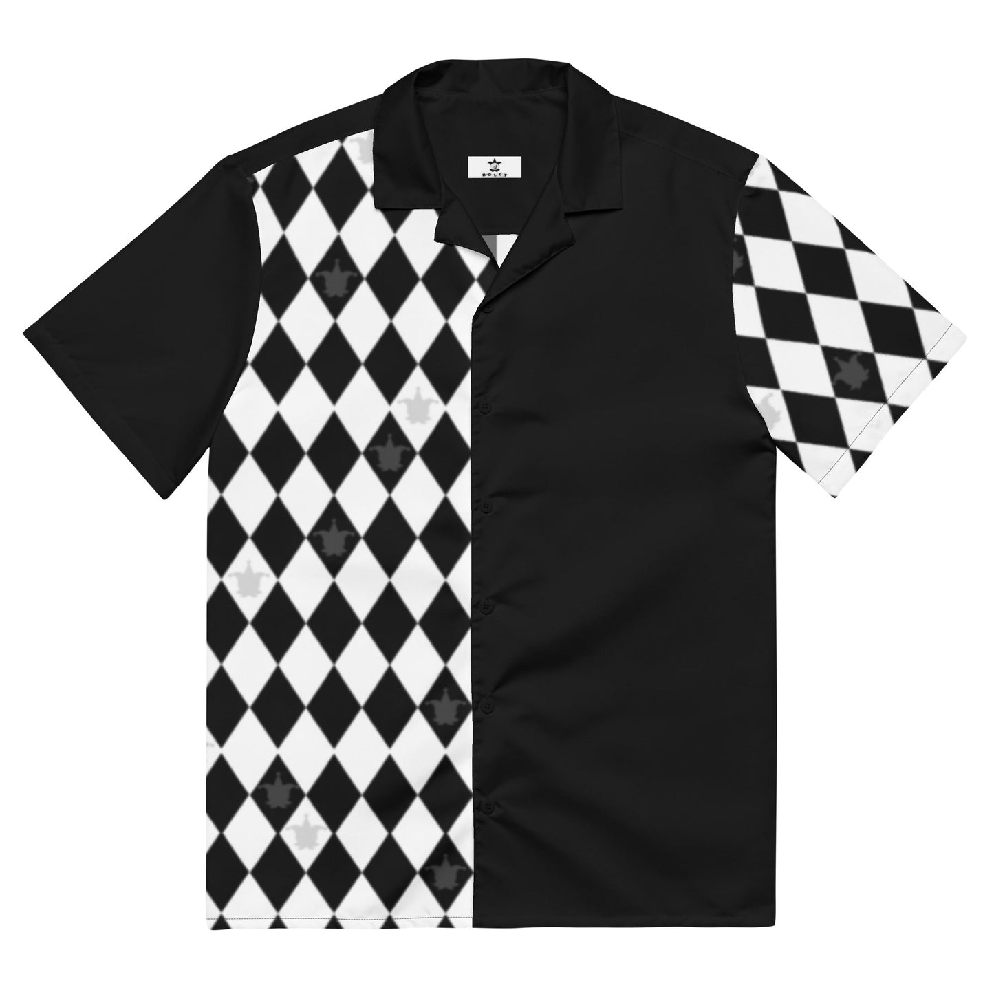Jester Pattern Black and White Goth Clowncore Unisex button shirt 2XS - 6XL