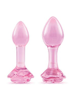 Pink Roses Glass Butt Plug Training Set