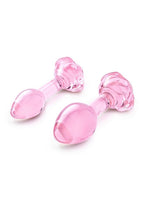 Pink Roses Glass Butt Plug Training Set