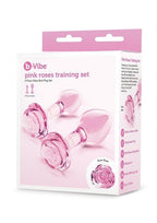 Pink Roses Glass Butt Plug Training Set