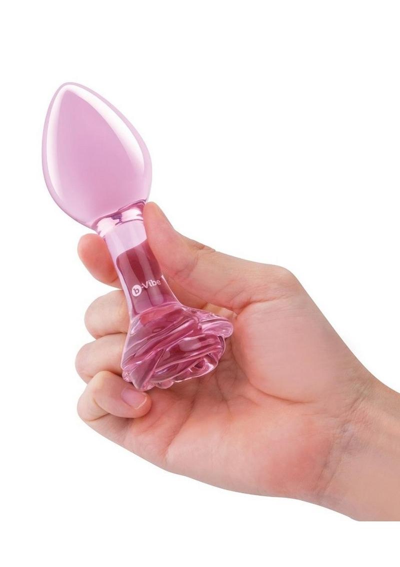 Pink Roses Glass Butt Plug Training Set