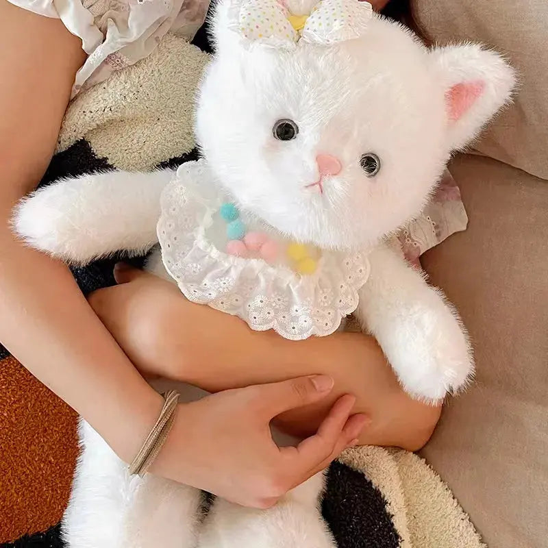 Sweet White Pastel Kitty Bear Fox Plushie - Image #2