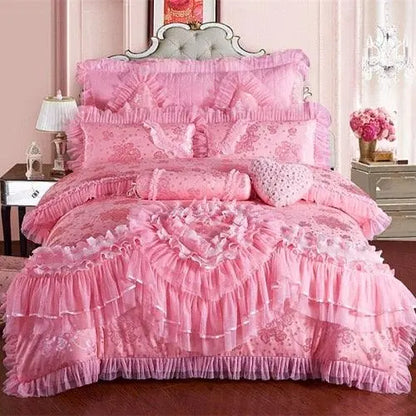 Pink Lace Princess Luxury Bedding Set Color 1
