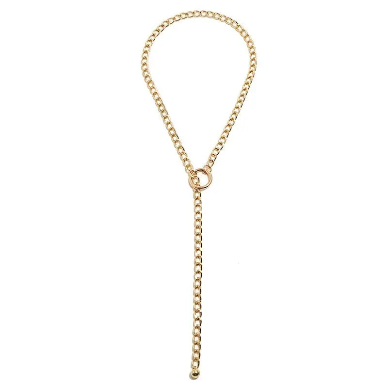 Sexy Slip Chain Day Collar Light Yellow Gold Color